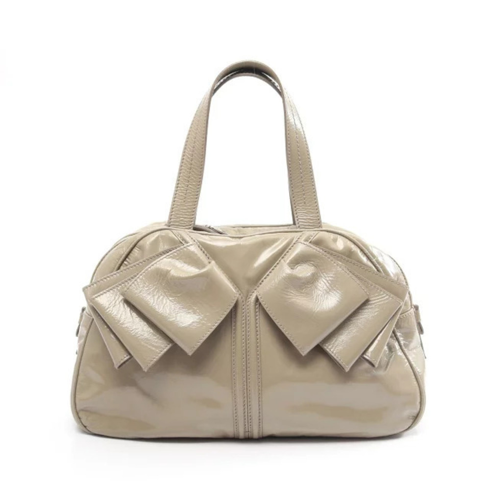 Saint Laurent Bow Patent Leather 2Way Bag Tan
